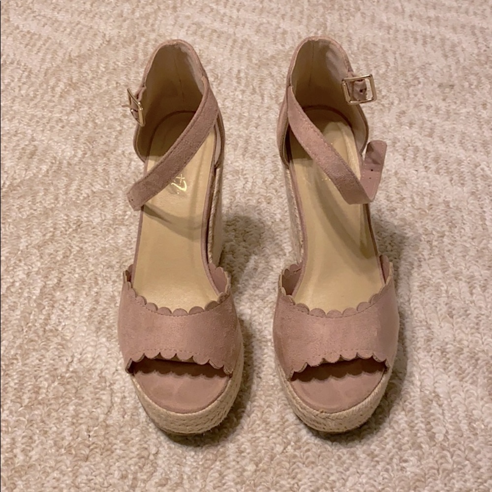 Blush Pink Woven Wedge